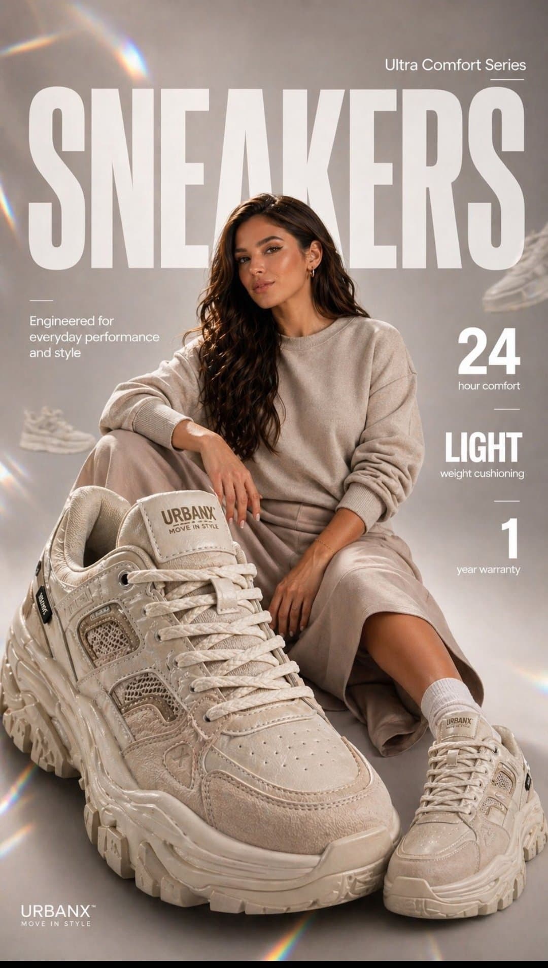 Fashion Model Beside Oversized Sneakers