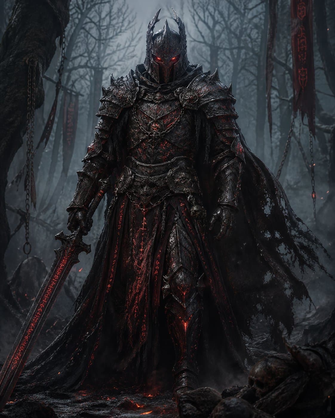 Dark Fantasy Warrior in Mist