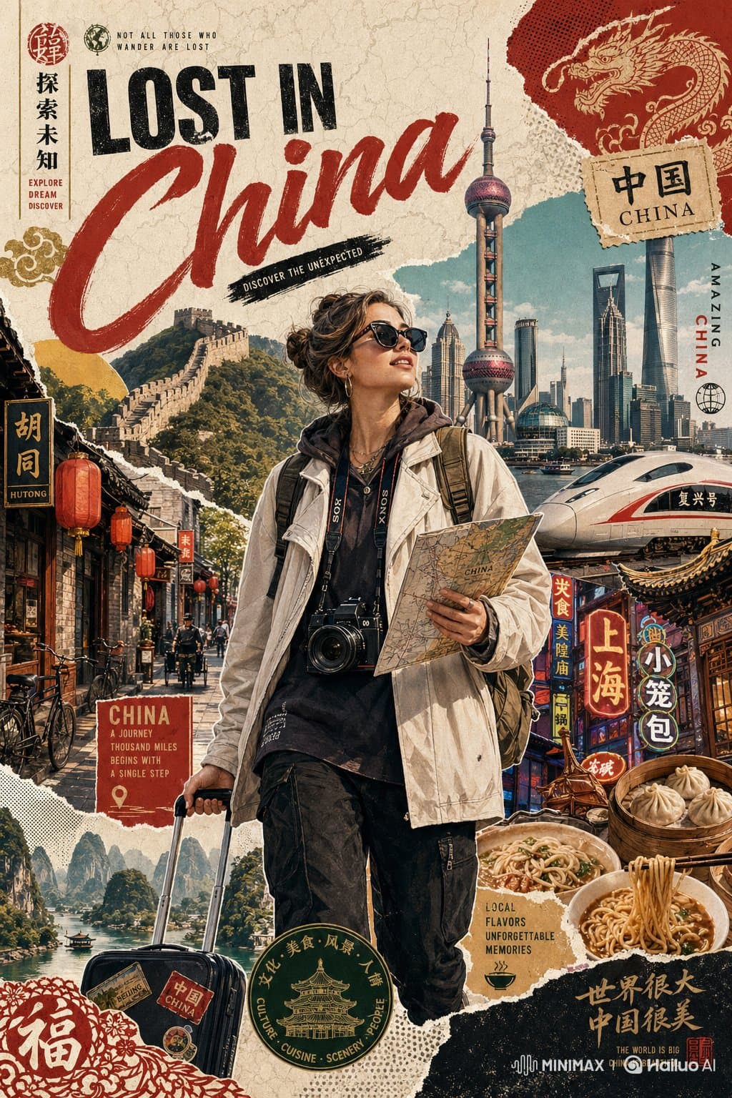 Stylized Global Travel Poster Collage
