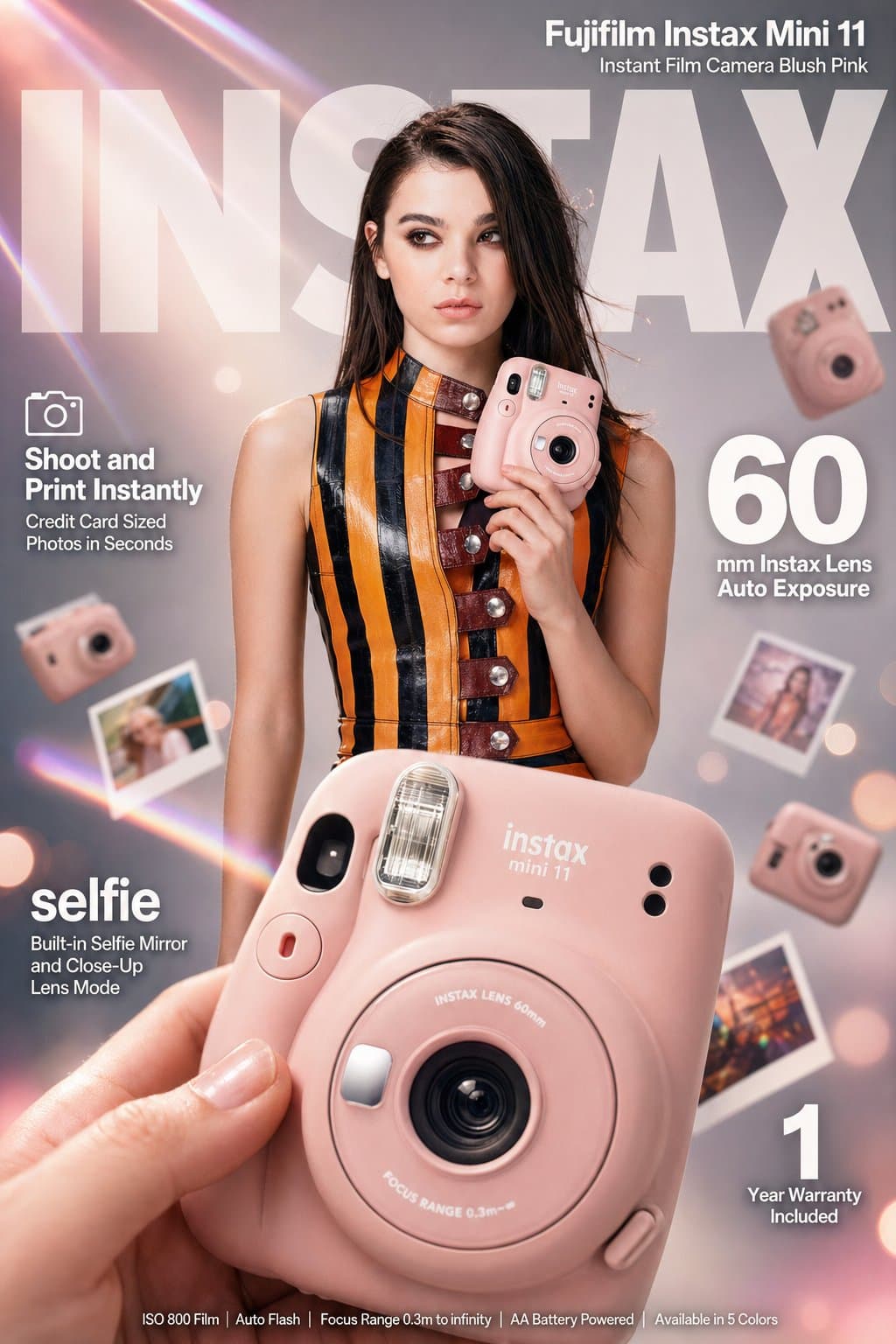 Blush Pink Instax Infographic Ad