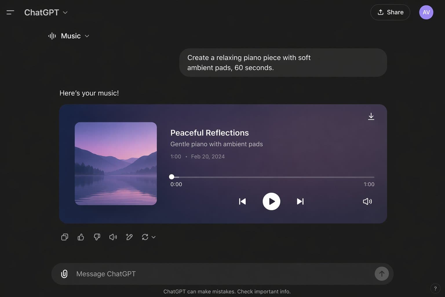 ChatGPT Music Generator Interface