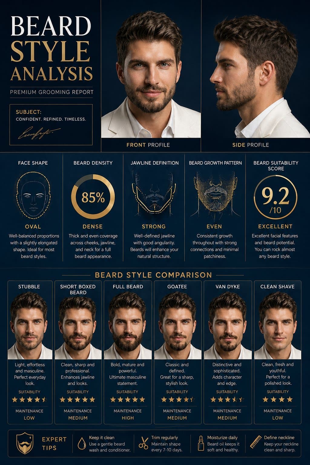 Premium Beard Style Analysis Poster