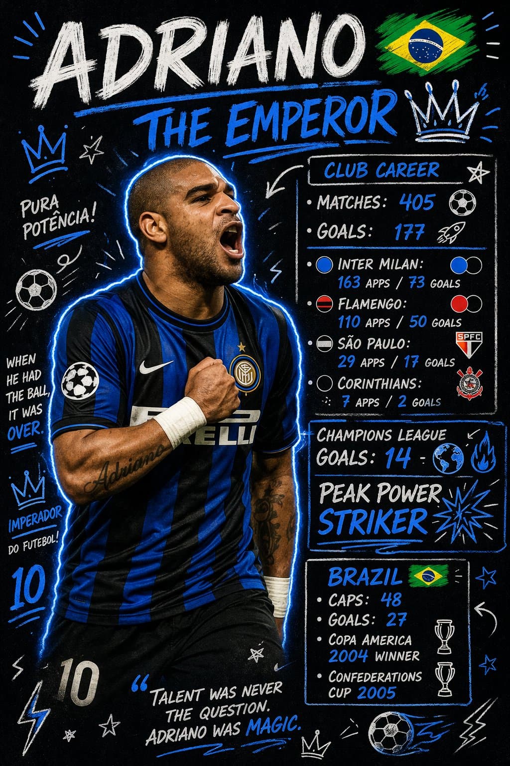 Doodle-Style Football Player Stats Poster