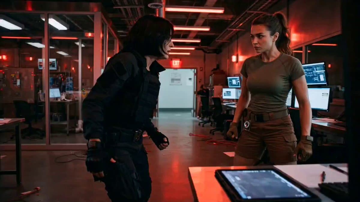High-Tech Lab Combat Scene